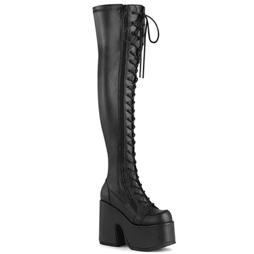 Demonia Camel-300 Overknee Støvler Dame Sort | 31468DK