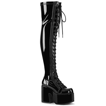 Demonia Camel-300 Overknee Støvler Dame Sort | 81790DK