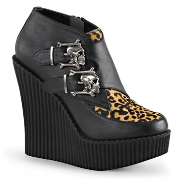 Demonia Creeper-306 Creepers Sko Dame Sort / Brune | 59476DK