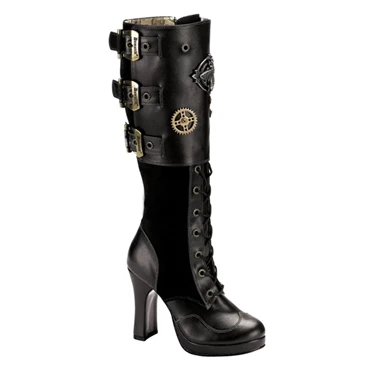 Demonia Crypto-302 Knæhøje Støvler Dame Sort | 81529DK