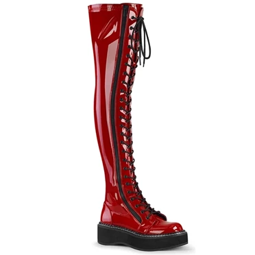 Demonia Emily-375 Overknee Støvler Dame Rød | 65307DK