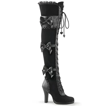 Demonia Glam-300 Overknee Støvler Dame Sort | 21693DK