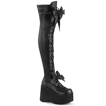 Demonia Kera-303 Overknee Støvler Dame Sort | 14370DK