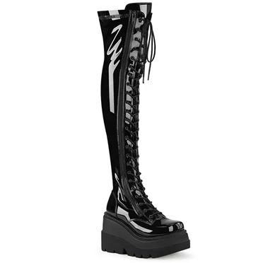 Demonia Shaker-374 Overknee Støvler Dame Sort | 24738DK