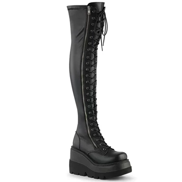 Demonia Shaker-374 Overknee Støvler Dame Sort | 89406DK