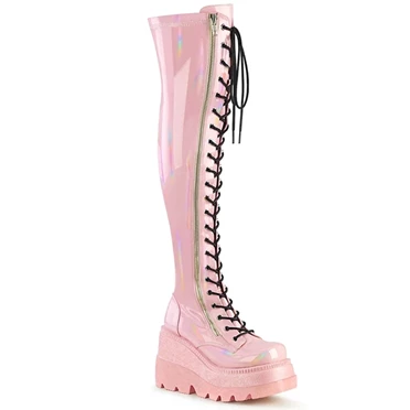 Demonia Shaker-374 Overknee Støvler Dame Lyserød | 91524DK