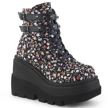 Demonia Shaker-52ST Ankelstøvler Dame Floral Fabric | 79604DK