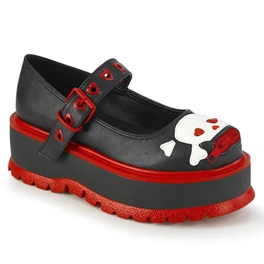 Demonia Slacker-27 Platform Sko Dame Sort | 80165DK