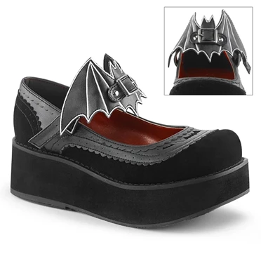 Demonia Sprite-09 Platform Sko Dame Sort | 98274DK