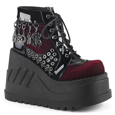 Demonia Stomp-18 Ankelstøvler Dame Sort Bordeaux | 52703DK