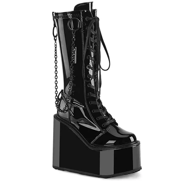 Demonia Swing-150 Platform Sko Dame Sort | 84172DK