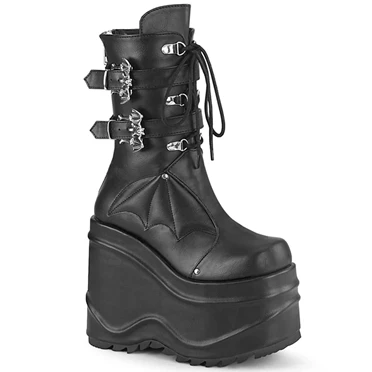 Demonia Wave-150 Platform Sko Dame Sort | 90824DK